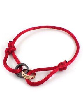 Cartier Bracelet Baby Love 4 Points Diamond Black Ceramic Red Cotton Cord 18K